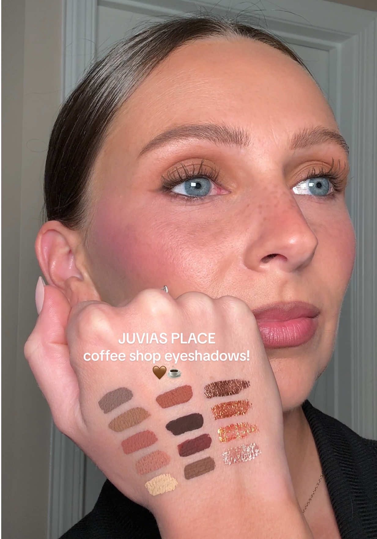 You need to try out @Juvia’s Place coffee shop eyeshadow! Look at the shade range and pigment these provide! It couldn’t be easier to do eyeshadow and you have the option of matte or shimmer finish🤎☕️which shades are you picking up? #JuviasPlacePartner #CoffeeMakeup  #coffeeshopliquidshadows #JuviasPlace #makeup 