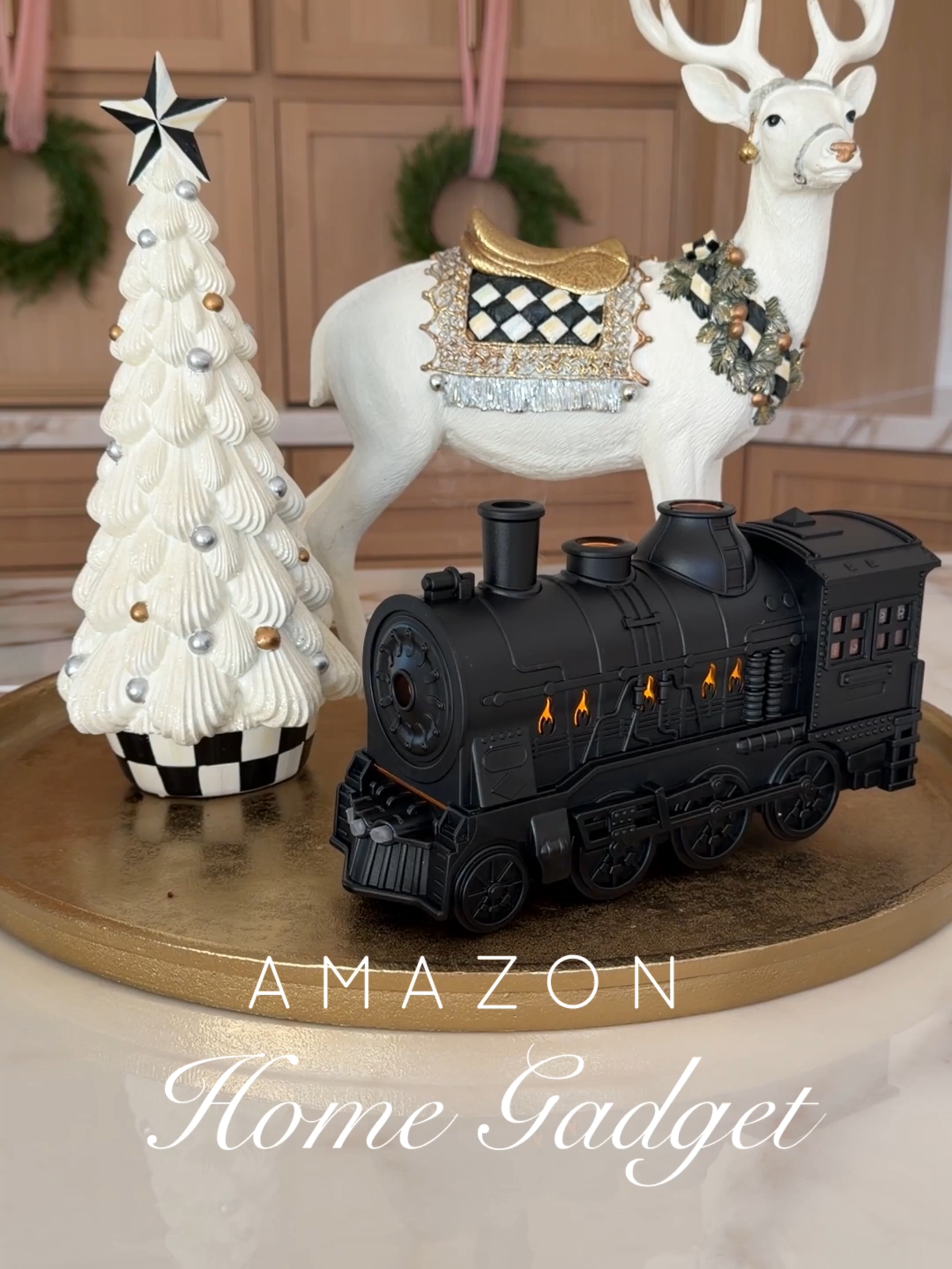 This adorable diffuser that makes your home smell like Christmas!  Holiday Decor, Amazon gadget, cute holiday decor, home diffuser, essential oils, candles