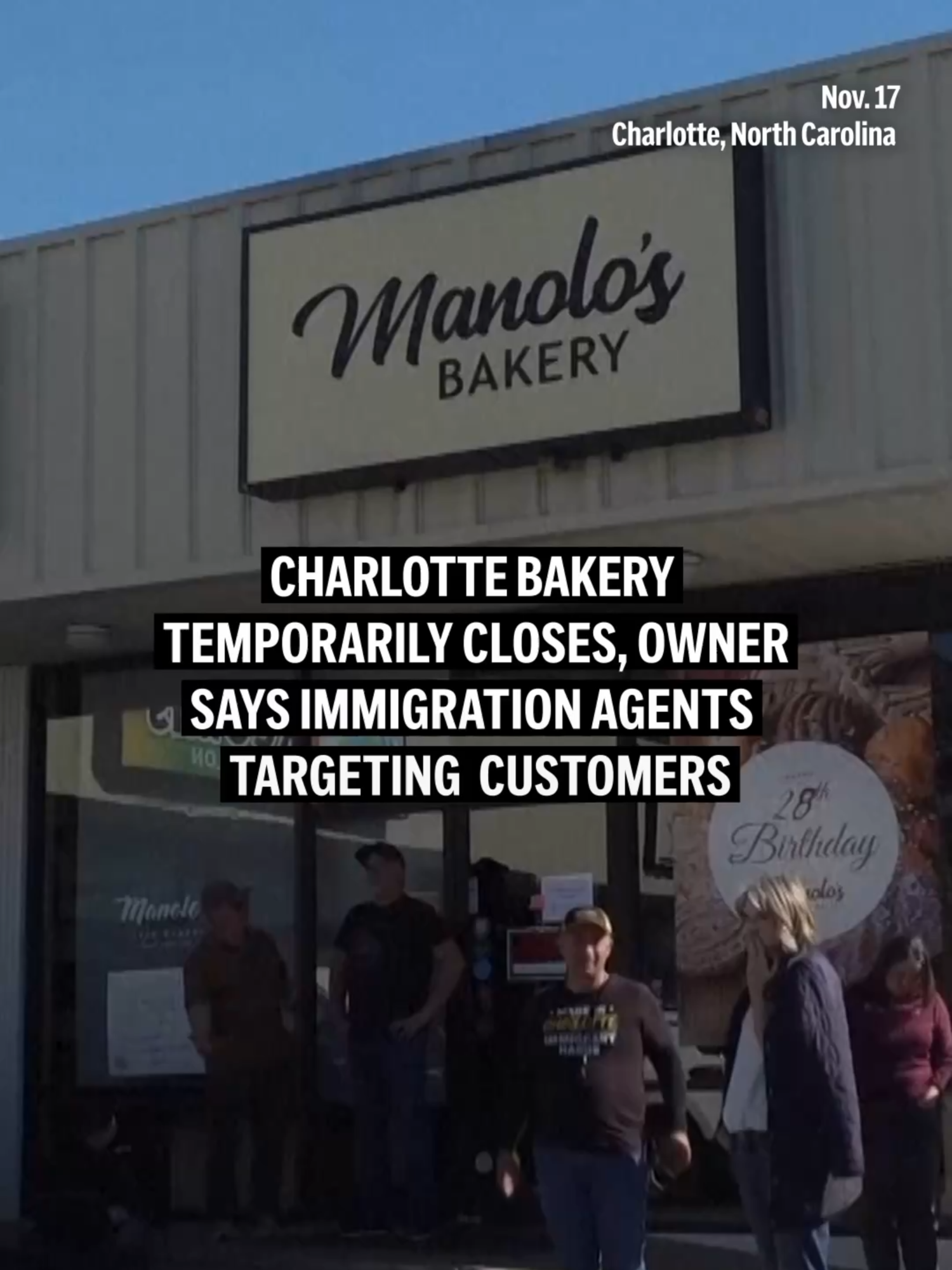 Manolo Betancur, owner of Manolo’s Bakery, a Latino bakery that has been operating in Charlotte since 1997, closed his business temporarily because he said immigration enforcement officers were targeting his customers. He said on Saturday he saw agents in uniforms parked in the parking lot near his business several times. #immigration #charlotte
