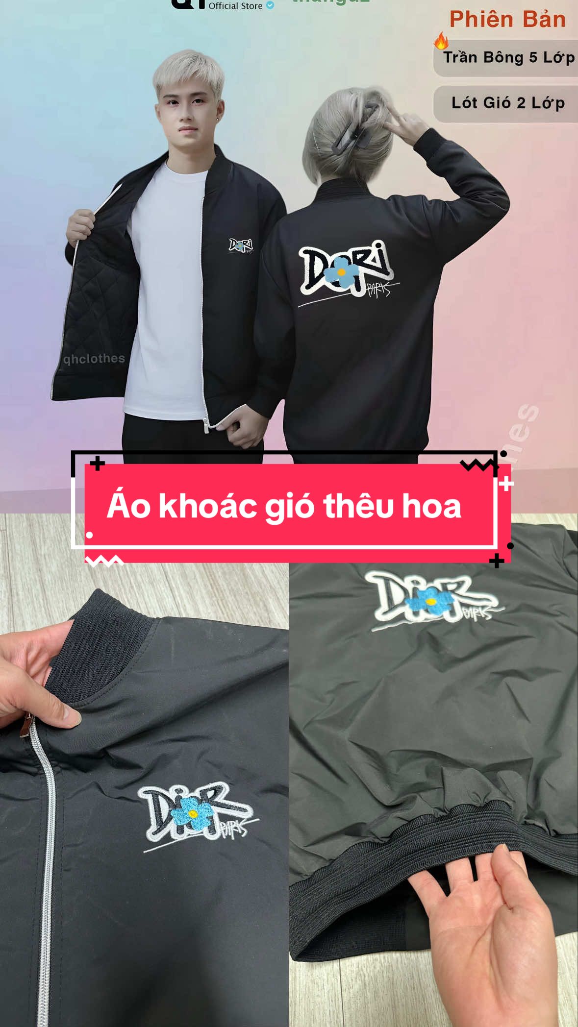 Cập bến mọi người chiếc áo khoác gió Thêu bông hoa , bo gân nét keng chỉ 1xx mời mọi người sắm #xuhuong #dohottrend #thoitrangnamnu #aokhoac #aokhoacgio 