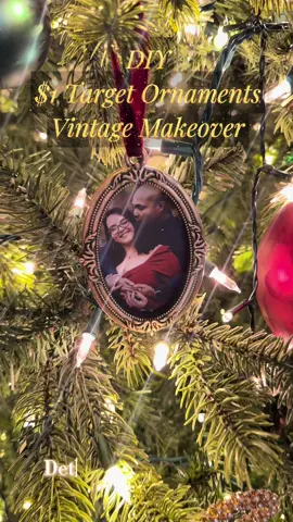 These ornaments are from Target’s Dollar Section, and here’s exactly how I turned them into vintage-style ornaments: 1. Start by removing the photo insert and the ribbon. 2. Spray paint the ornaments using a dark brown or black spray paint. I got mine at Walmart. 3. Once dry, apply Rub ’n Buff in Antique Gold (I bought mine on Amazon) to highlight the edges and give them that vintage gold finish. 4. Choose your photos and cut them to the size and shape of your frame. I printed mine 3x2 / wallet size in glossy at Walgreens. 5. Optional: Brush a light layer of Mod Podge on your photos to give them that slightly cloudy, old-photo look. 6. Add a ribbon that matches your decor. Mine is also from Amazon. 7. Hang them on your tree and enjoy your custom vintage ornaments! ✨🎄 #ChristmasDIY #TargetFinds #HolidayDecor#TargetDollarSpot #VintageChristmas