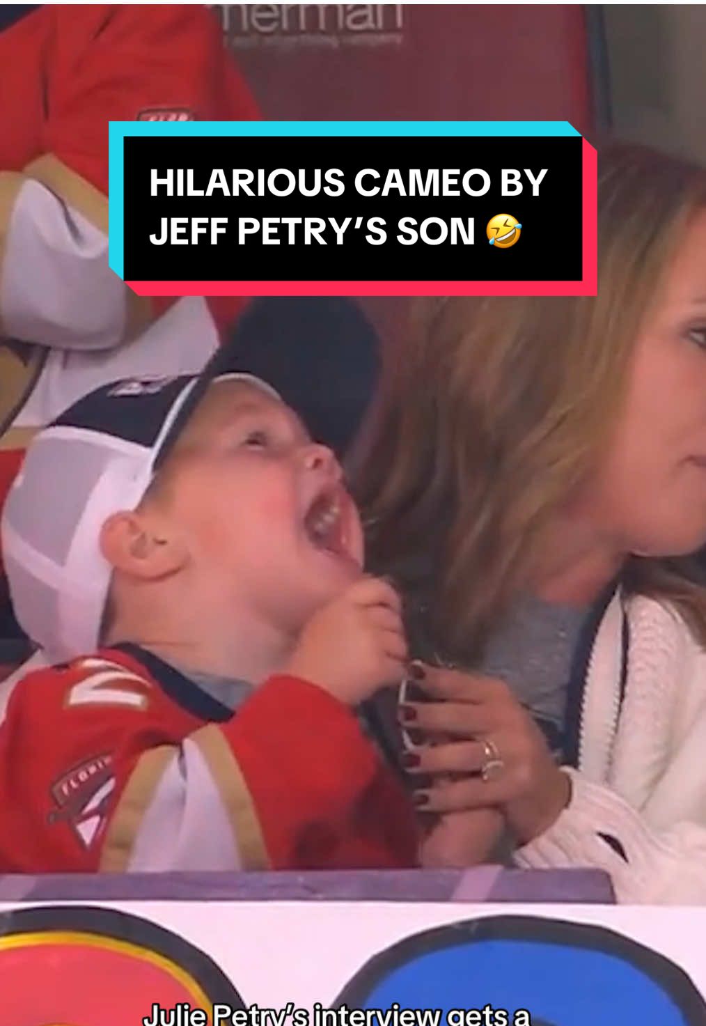 Julie Petry pulling double duty in the crowd for Jeff’s 1,000th game 😅 #NHL #JeffPetry #blooper #FloridaPanthers #hockey 
