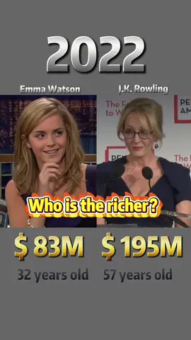 Compare networth of Emma Watson and  J.K. Rowling through the years #EmmaWatson#JKRowling#networthcomparison #networth #evolution  #fyp #trending #viral#celebrities