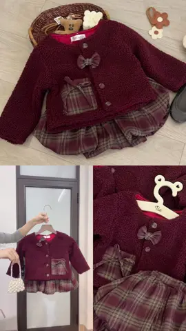 SET ÁO DẠ LÔNG CỪU KÈM VÁY BÍ KẺ XINH CHO BÉ TỪ 8-31kg