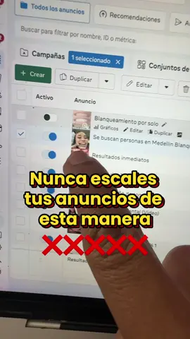 Nunca escales tus anuncios de Meta así ❌❌❌❌❌ #MetaAds #FacebookAds #PublicidadDigital #emprendedores #empresas 