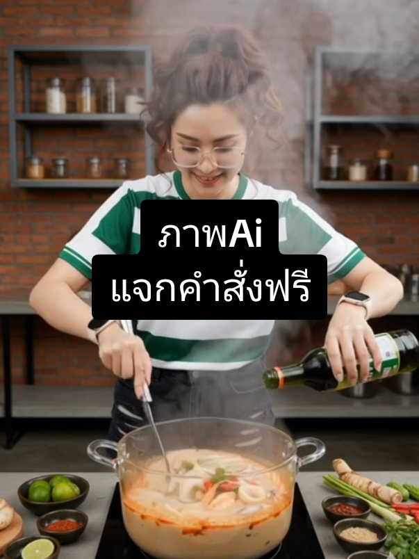 #ภาพai #สอนทําภาพai #เสื้อหมอนทอง#Gemini #แจกคําสั่งgeminiสร้างภาพ  สร้างรูปหน้าตาผู้หญิงที่แนบมาให้เหมือน ต้นฉบับ100%ห้ามเปลี่ยนแปลงใบหน้า เธอใส่เสื้อขอกระเช้าลายดอกสีน้ำเงินเข้ารูปเอวลอย กาง เกงยีนส์ขาสั้นสีดำม้วนผมยกสูงดูน่ารัก ใส่นาฬิกา apple watch สีครีมที่ข้อมือซ้าย กำลังทำอาหาร เมนูต้มยำรวมมิตรน้ำข้นหม้อใหญ่ เป็นหม้อแบบ แก้วใส ใบใหญ่เวอร์ เกินจริง ตั้งอยู่บนเตาไฟฟ้า กำลังเดือดมีควันขึ้น มีทัพพีอันใหญ่อยู่ในมือ อีกมือถือขวดน้ำปลากำลังเหยะใส่หม้อ มีเครื่องปรุงวาง อยู่ข้างๆแบบครบครันอยู่ในครัวสไตส์ลอฟ รูปหน้า เดิม 100% ไม่เปลี่ยนแปลง(ห้ามแก้ไขใบหน้า)ภาพ สมจริงคมชัด ท่าทางแบบสุ่มภาพความคมชัด8k