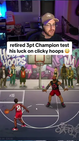 retired 3pt champion test his luck on clicky hoops 😳 #kickstreaming #gaming #3pointshooter 