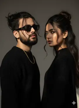 #aaikhmekajariya🤭😘 #googlegemini #gemini #Aigemini #pyaareamar  prompt TikTok I'd like comment follow me TikTok femly saport me my video copy link please friends  Don't change his face. Artistic fashion portrait of a young boy in a thick knit black sweater with thick textured yarn. He has long hair tied in the massy bun and some.falling across to the face, White diamond earrings, golden chain necklace, He was framed in dramatic side-lighting, narrow sunlight cutting through her face to create a striking chiaroscuro effect. The overall ambient background is minimalist, somber, and elegant, rectangular sunglass.reminiscent of high-fashion editorial photography for magazines, the head is a little tilted.