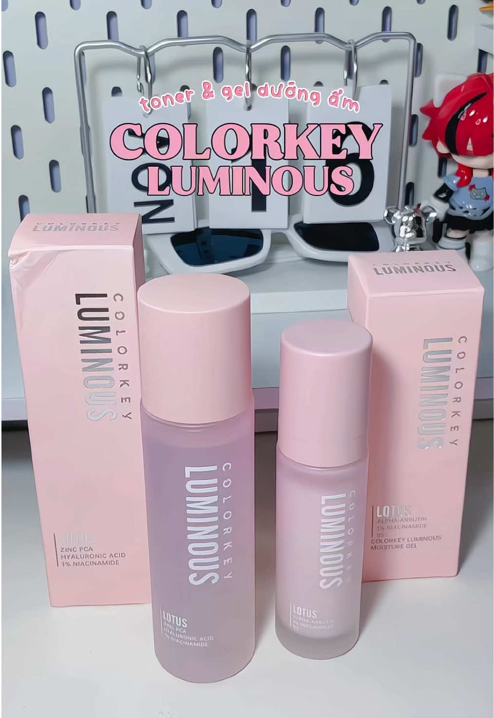 Combo dưỡng ẩm hoa sen Colorkey Luminous #colorkeyluminous #toner #moisturizer #niacinamide #ngaynhagiaovietnam 