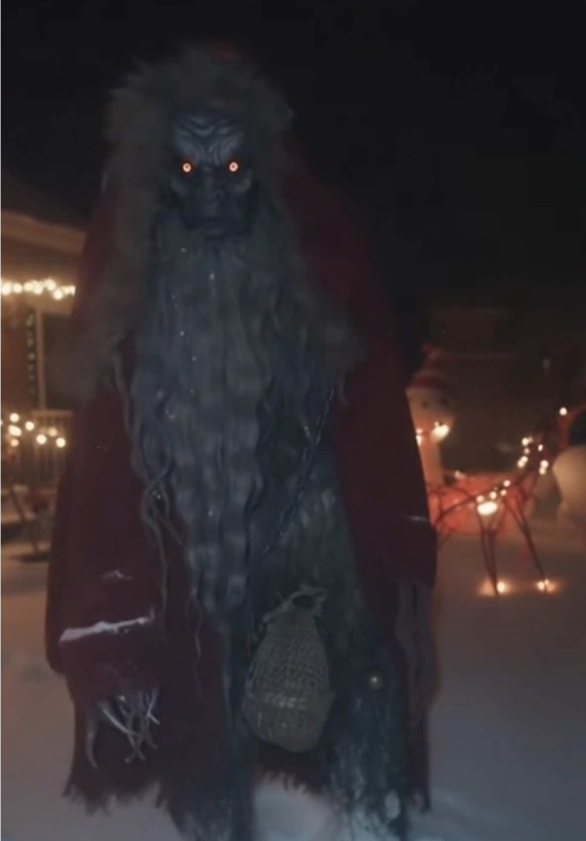 They say Krampus walks during the first snowstorm to collect the ones who didn’t change their ways. If he’s already standing in the yard… someone inside has run out of time. Send this to someone who still has a chance to turn things around. #krampus #krampusnight #krampusiscoming #holidayhorror 