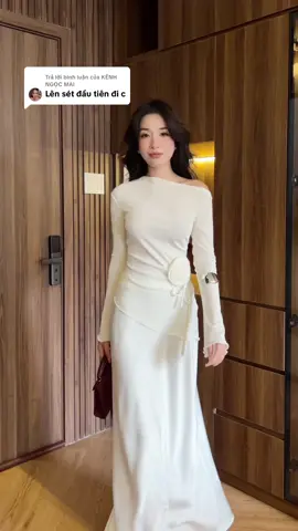 Trả lời @KÊNH NGỌC MAI  set đồ sang xịn mà ce mình hỏi em rất nhiều đây #settrang #chanvaylua #aothietke #aothun 