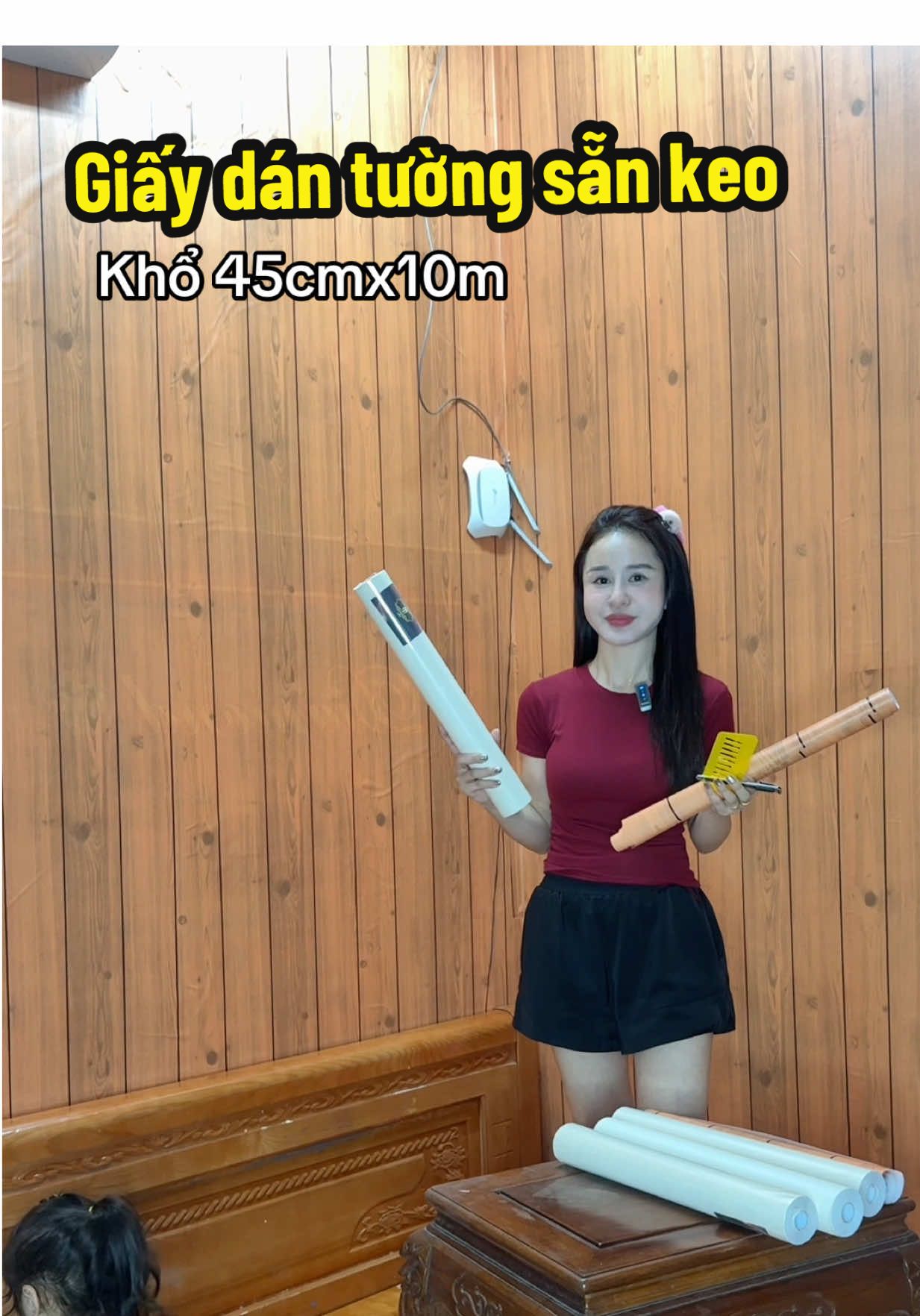 Giấy dán tường màu có sẵn keo khổ 45cmx10m #giaydantuong #giaydantuongsankeo #decorphong #nhidonganh98 