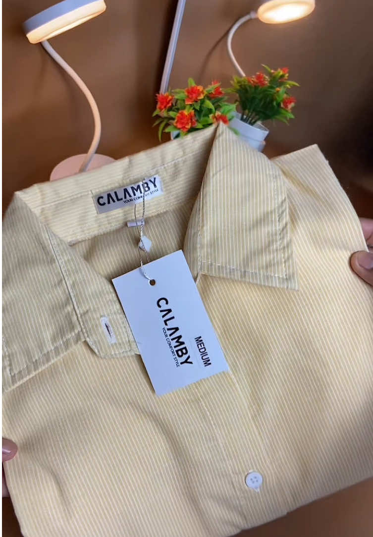 Soft yellow cakep bangett🥰 #kemeja #kemejawanita #kemejaoversize #calamby 