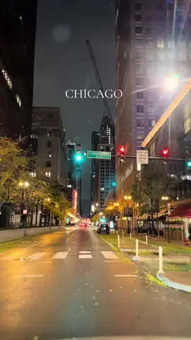 Driving in downtown Chicago at night 