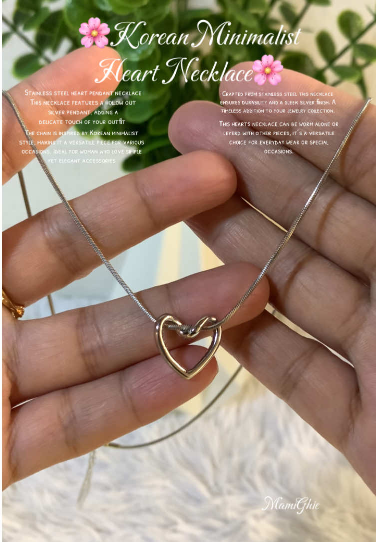 🌸Korean Minimalist Heart Necklace🌸 Stainless steel heart pendant necklace  This necklace features a hollow-out silver pendant, adding a delicate touch of your outfit  The chain is inspired by Korean minimalist style, making it a versatile piece for various occasions. Ideal for woman who love simple yet elegant accessories Crapted from stainless steel this necklace ensures durability and a sleek silver finish. A timeless addition to your jewelry collection. This hearts necklace can be worm alone or leyerd with other pieces, it’s a versatile choice for everyday wear or special occasions. #minimalistheartnecklace #minimalistnecklace #heartnecklace #stainlesssteeljewelry #koreanminimalistheartnecklace 
