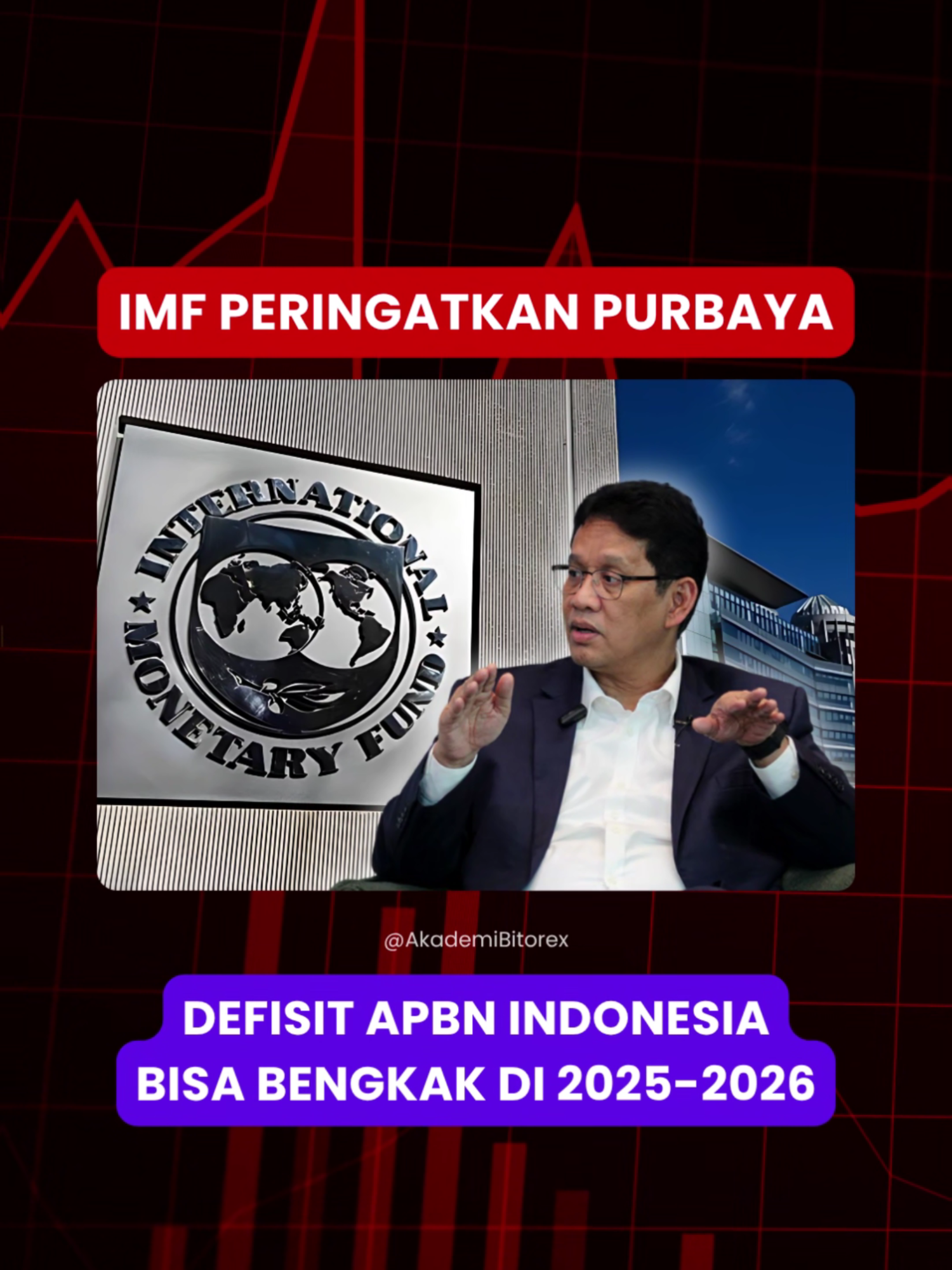 IMF Peringatkan Purbaya ‼ Defisit APBN Indonesia Bisa Bengkak di 2025-2026 IMF peringatkan defisit APBN Indonesia bisa membengkak hingga 2,8% PDB Tahun 2026, defisit diproyeksikan sekitar 2,9% PDB, lebih tinggi dari asumsi anggaran 2,7% Tekanan fiskal muncul karena ekspansi belanja pemerintah untuk menjaga ekonomi tetap tumbuh di kisaran 5% IMF menekankan perlunya pengelolaan anggaran yang cermat, termasuk efisiensi belanja dan pengawasan kuasi-fiskal Inflasi diproyeksikan tetap terjaga, cadangan devisa memadai, namun ancaman global dan ketidakpastian kebijakan domestik tetap perlu diwaspadai. 💬 Apakah Purbaya akan ambil langkah setelah diperingatkan IMF? ‼️Disclaimer : Postingan ini hanya bertujuan untuk edukasi, Bukan ajakan membeli atau menjual aset ______ #Purbaya #IMF #Kemenkeu #Menkeu #Keuangan #Ekonomi #Moneter #Fiskan #Defisit #inflasi #APBN #Anggaran #Uang #EkonomiGlobal #viral #fyp #foryoupage #AkademiBitorex #AkademiBitorex_Ltd
