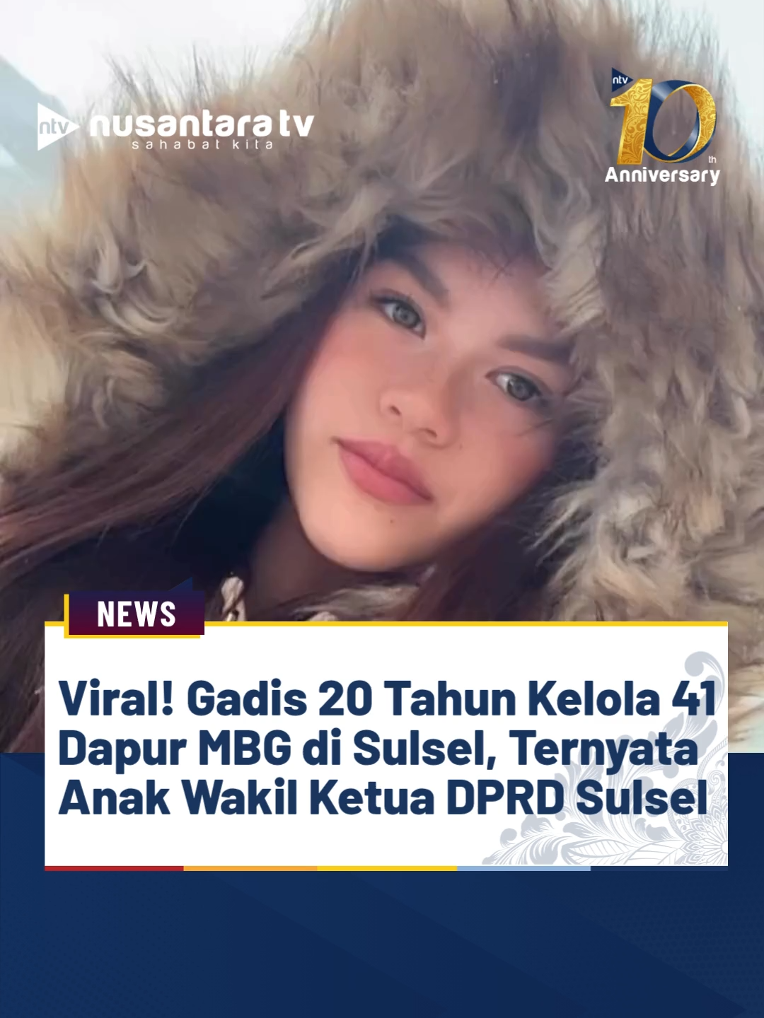 Sosok Yasika Aulia Ramadhani, 20 tahun, putri Wakil Ketua DPRD Sulsel Yasir Machmud, menjadi sorotan publik sebagai pembina Yayasan Yasika Group yang mengelola 41 dapur MBG di Sulawesi Selatan. Dari jumlah tersebut, 16 dapur berada di Makassar, 3 di Parepare, dan 2 di Gowa. Sepuluh dapur baru diresmikan di Kabupaten Bone, sementara 3 dapur lain masih dalam penyelesaian. Sebanyak 17 dapur yang sudah beroperasi rutin menyerap sekitar 50 tenaga kerja per unit, total sekitar 850 orang, dan program ini telah menjangkau lebih dari 60 ribu warga.(tin) #MakanBergiziGratis #MBG #Sulsel #YasikaAuliaRamadhani #DapurMBG #ignews #nusantaratv #nusantaratvsahabatkita
