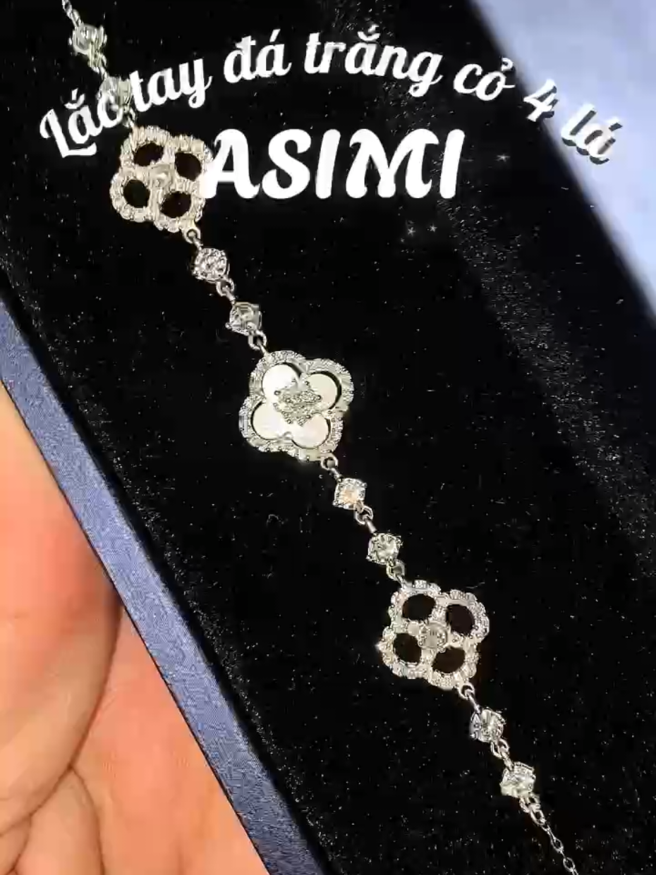 lắc tay đá trắng cỏ 4 lá may mắnnnn #jewelry #vongtay #jewelrytiktok #asimijewelry 