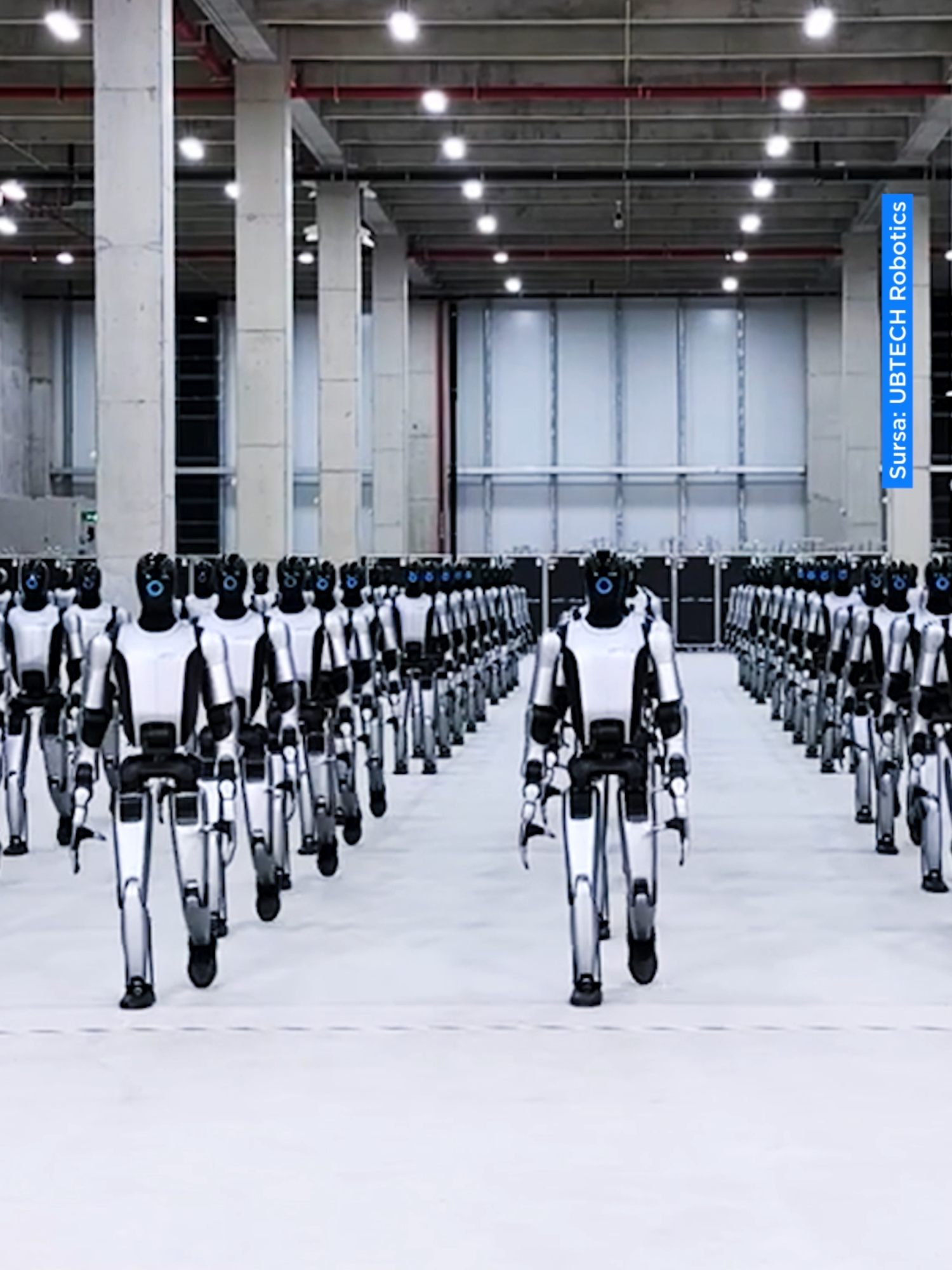 O adevărată armată, compusă din sute de roboți umanoizi, a luat naștere în China. Producătorul a publicat pe mai multe platforme imagini cu ceea ce a numit cel mai mare grup livrat către partenerii săi, pe care însă nu i-a numit.  Companiile chineze fac mari progrese în acest domeniu și vin cu noi modele de roboți. #roboti #china #stiri #news #tech