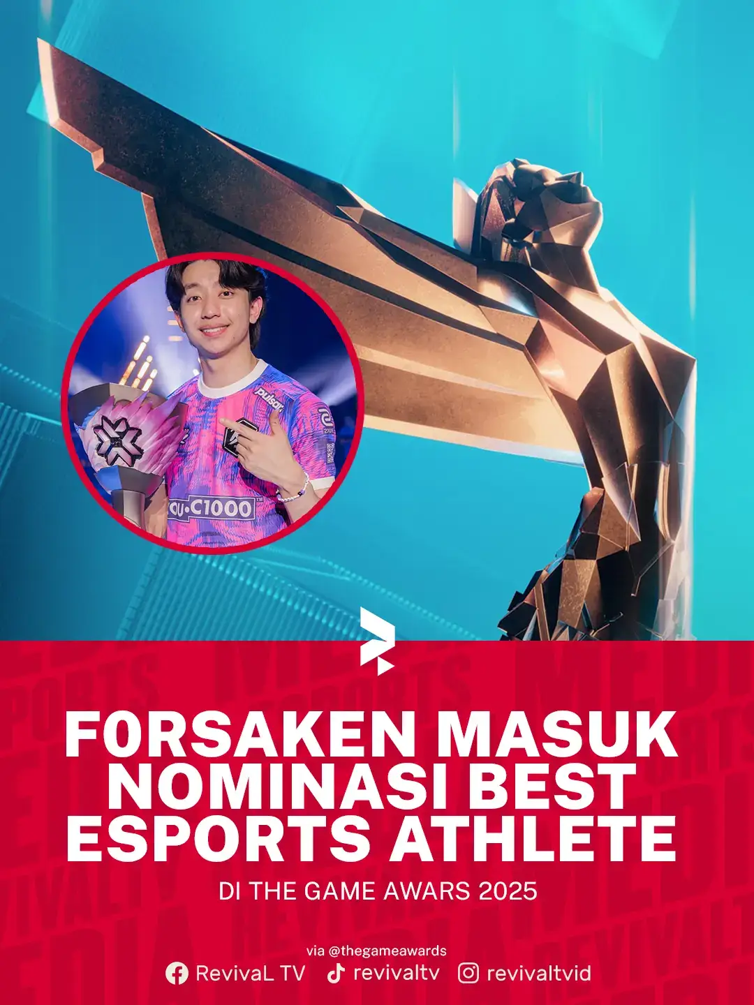 Ada Indonesia coy di The Game Awards! @prx_f0rsaken  jadi satu-satunya pro player asal Indonesia yang masuk dalam nominasi Best Esports Athelete di @thegameawards  2025 Gimana? Kalian udah vote belum?  #Esports #TheGameAwards #Indonesia #F0rsaken #PaperRex