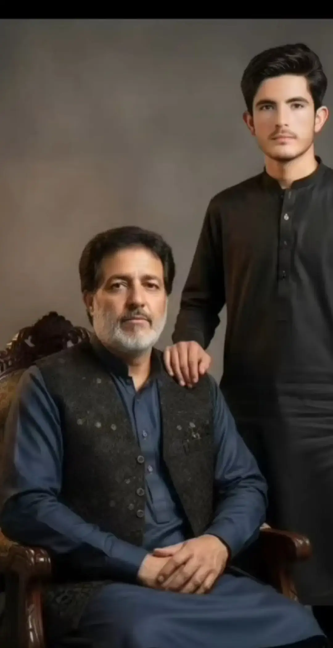 With beloved son Tariq Khan Kakar 