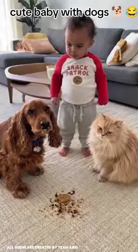 cute baby blaming dog and cat #cutebaby #animal #ai #dogs #capcut 