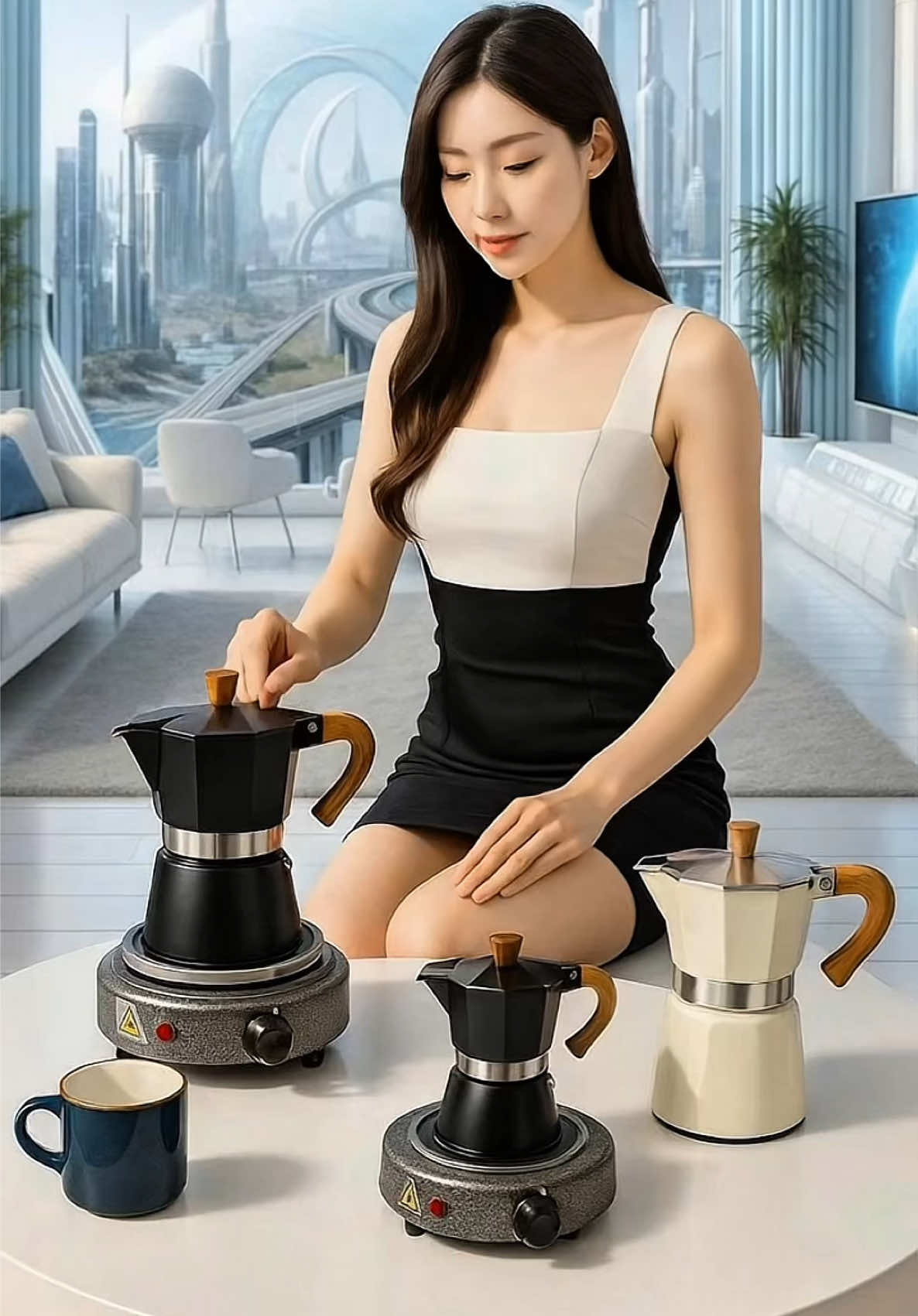 Combo Bình Pha Cà Phê Moka Và Bếp Điện 500W#binhphacaphe #xuhuong 