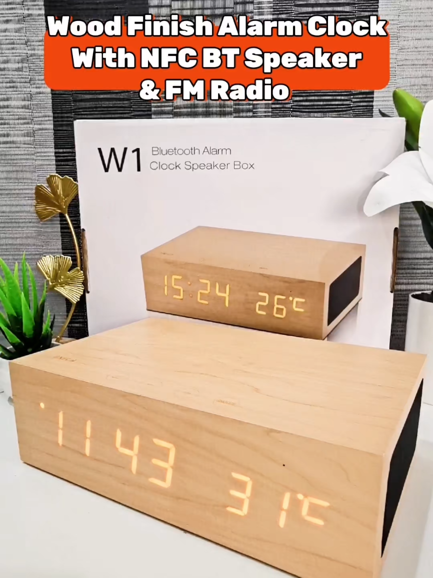 ✨ Wake up in style! ✨ Meet our Wood Finish Alarm Clock with NFC Bluetooth Speaker & FM Radio – Brown. A classy all-in-one gadget that brings music, function, and aesthetic to your space. 🌿 Perfect for your bedside, office desk, or living room! 🎶 Bluetooth Speaker ⏰ Alarm Clock 📻 FM Radio 📲 NFC Function 🌟 Elegant Wood Design Upgrade your space today! 😍 #LatestGadget #BluetoothSpeaker #Speaker #Music #NFC 