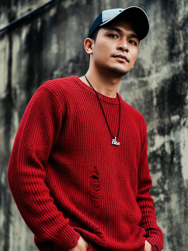 Vibe alami  Prompt : Buat gambar berdasarkan gambar terlampir. Wajah, mata, struktur wajah, alis, hidung, mulut,topi 100% seperti aslinya. Jangan edit gambar. Seorang pria muda yang stylis. Ia mengenakan  pakaian yang rusak sweater rajut merah panjang dan mengenakan jeans longgar, mengenakan kalung kecil liontin tengkorak, anting tindik berwarna silver , menatap sedikit ke atas, dengan pose cool. - Latar Belakang: Gambar ini bergaya urban, terdapat tembok beton tua berwarna abu-abu, tampak tua. #prompt #vibe #tiktokviral #berandafyp #geminiai 