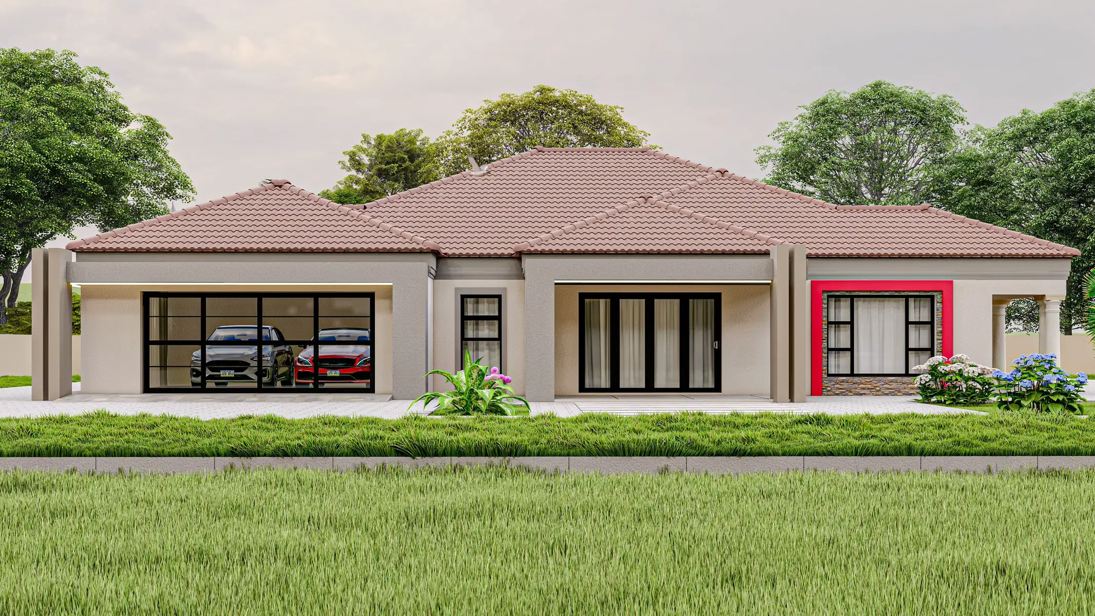 - Double garage  - Open plan kitchen, dining and lounge  - 3 bathrooms  - 4 standard bedrooms  - Master bedroom with en-suite  #fyp #architecture #africantiktok #africantiktok #viral 
