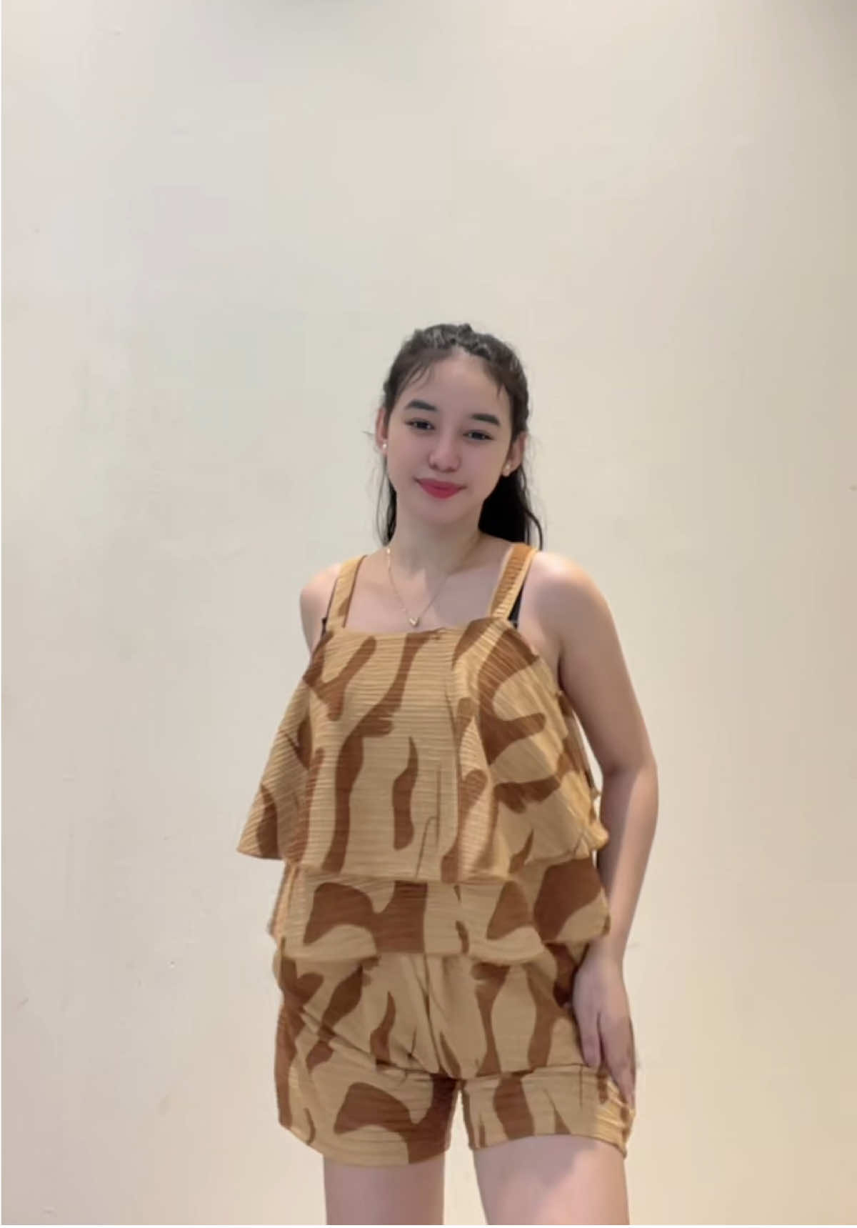 D&C-Barkcrepe layered ruffle top and terno shorts set for women casual and elegant summer outfit#trends#fyp#cbarkcrepe#terno#printed 