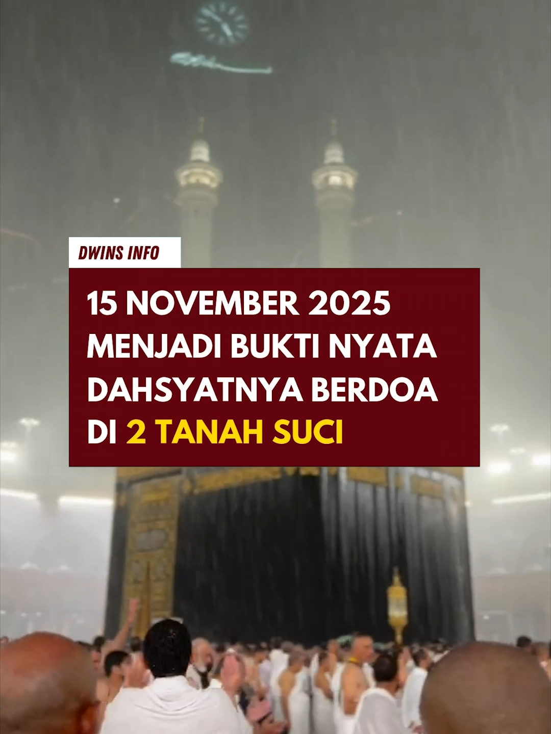 Jutaan ummat muslim Menjadi saksi bukti nyata semustajab itu berdoa di dua Tanah Suci ( Makkah & Madinah ) 13 November 2025: Pihak Masjidil Haram dan Masjid Nabawi mengadakan Sholat Istisqa ( Sholat meminta Hujan ) di masjidil Haram sendiri Syaikh Yaseer Al Dosary ditunjuk sebagai Imam dan Khatib untuk memimpin Sholat Isistqa tersebut. 15 November 2025: Tidak butuh waktu lama Makkah dan Madinah pecah dengan hujan yang deras dan jutaan umat muslim menyaksikanya secara langsung. Begitu dahsyatnya doa doa yang di langitkan di dua Tanah Suci tersebut Makkah dan Madinah. Kalau kamu sendiri bagaimana? ada yang punya pengalaman yang sama? Share pengalaman kamu dong semustajab apa doa kamu di kabulkan di Tanah Suci? 🤲🥺 #viralvídeos #doa #makkahmadinah #masjidilharam #madinah #beritaviral