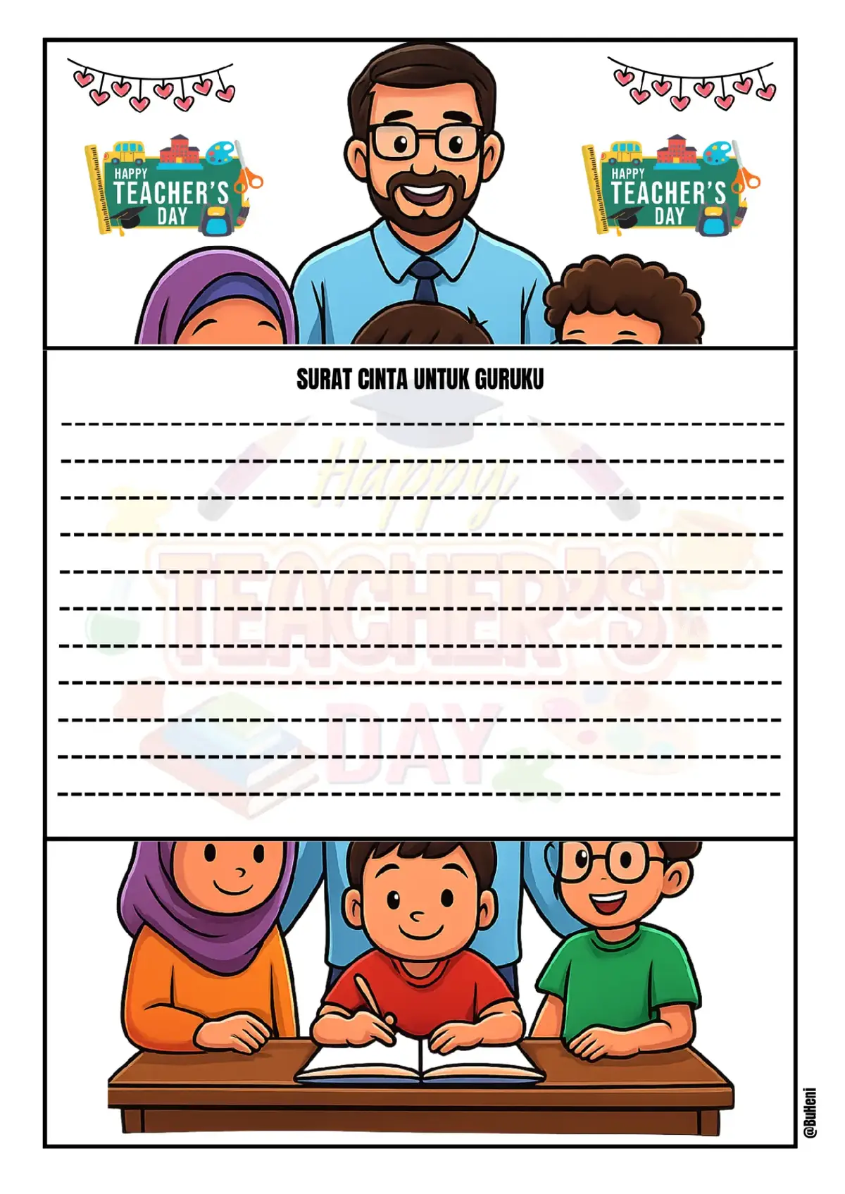 💌 Kegiatan Hari Guru Paling Manis! Siap-siap bikin momen Hari Guru makin berkesan dengan Surat Cinta untuk Guru ✨ Ada 10 halaman lengkap, tinggal cetak dan langsung digunakan di kelas. Isi lebih variatif, anak-anak tinggal menulis dan mengungkapkan terima kasih untuk gurunya tersayang 🥰 📄 File lengkapnya sudah siap pakai , praktis banget buat guru kelas! Cek bio yaa untuk lihat contoh halamannya 👀✨ #suratcintauntukguru #hariguru #gurusd #gurutegal #buheniadiwerna 