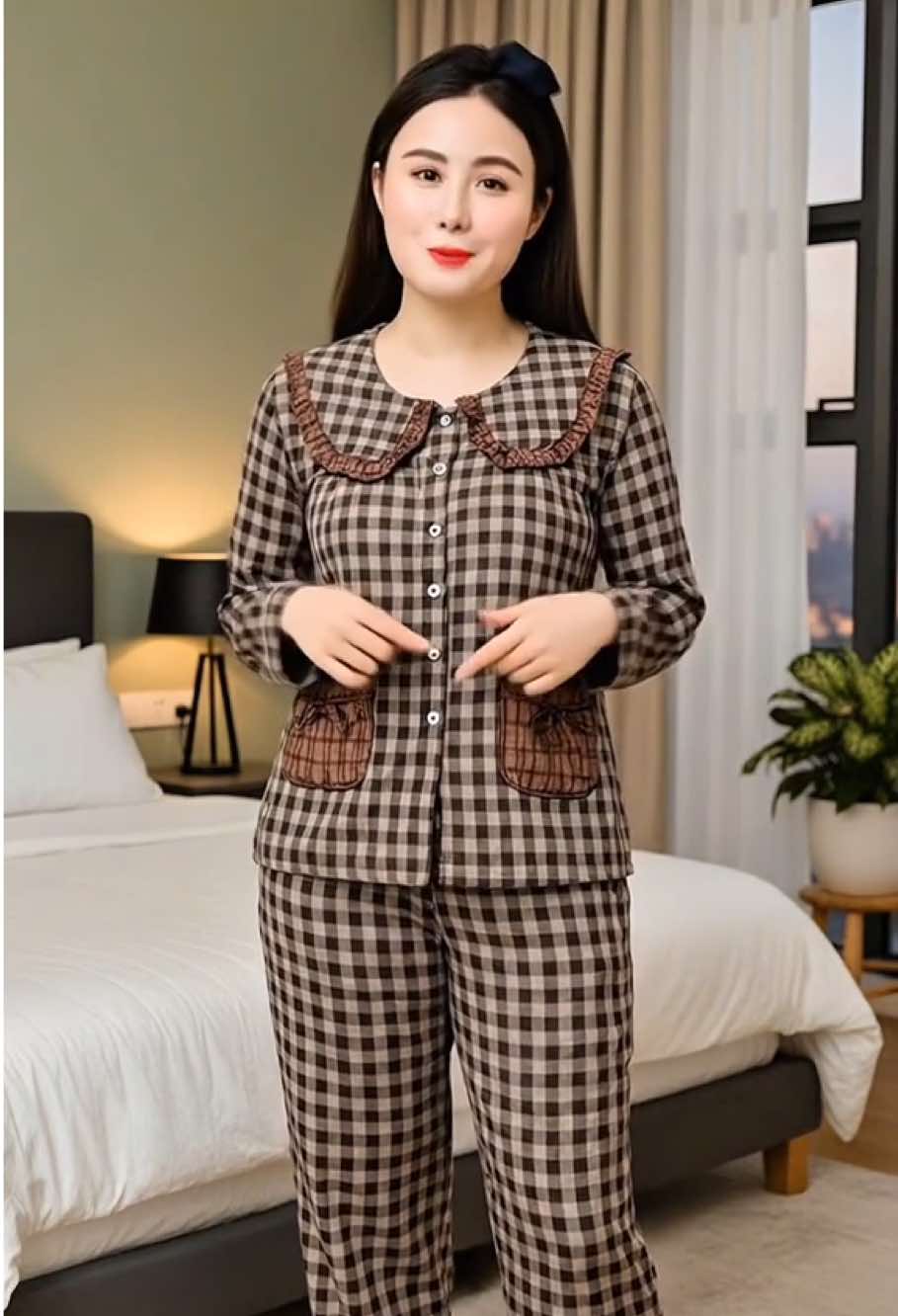 [ BỘ BÈO KẺ 2 TÚI NƠ ] Bộ đũi kẻ vân mây caro #thoitrangnu #thuytrangshop90 #thoitrangmuadong #dobomacnha #dobomacnha 