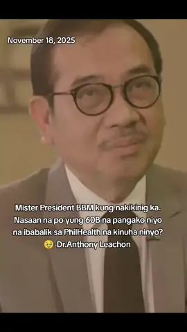 Mister President BBM kung nakikinig ka. Nasaan na po yung 60B na pangako niyo na ibabalik sa PhilHealth na kinuha ninyo? DR. ANTHONY LEACHON, NANGHIHINGI NG ACCOUNTABILITY MULA SA MGA POLITIKONG TIWALI SA GOBYERNO Ang Internist at Cardiologist at matapang na tagapagsulong ng reporma sa sistemang pangkalusugan ng ating bansa na si Dr. Anthony “Tony” Leachon, nakapanayam ni Jessica Soho. Sa interview,  ibinahagi niya ang kanyang mga mensahe para sa mga diumano, kurap na opisyal ng bansa. Ang full interview ni Jessica Soho kay Dr. Anthony Leachon, tampok sa Kapuso Mo, Jessica Soho Podcast. CTTO 📷🎥 #KMJS Copy By Febrero's  Entertainment MTV  #philhealth #newsph #ofw #duterte 