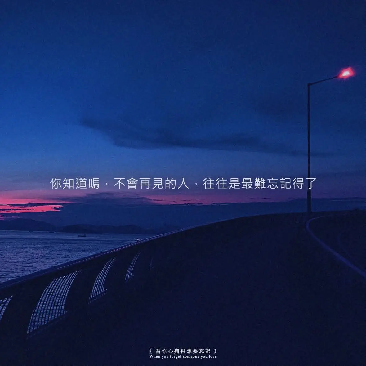 你知道嗎 不會再見的人 往往是最難忘記得了 ⠀ 是因為回憶裡的那個人 你曾經會太認真地重視 也是因為你知道自己和這個人 以後不會再往來 ⠀ 於是你們 有過的回憶與心跳 會從此被保留定格 都被完整地 永遠停留在 那個最深刻的角落裡 ⠀ 即使在以後 仍然會有很多值得 去記住的人和事 但那一段回憶的色彩與痕跡 也是不可能被改變 ⠀ 然後每一次風起了 當你一個人 當你想一個人 你都會乘上那班回憶列車 往不知名的終站出發 ⠀ 有時候會記得醒來 有時候會不記得 應該回來 我想祢了........ ⠀ ⠀ ⠀ #當你心痛得想要忘記