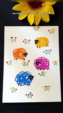 Cách vẽ đàn cừu vui vẻ đang gặm cỏ 🐑 #thienmink1 #artist #drawing #hocve #vetranh