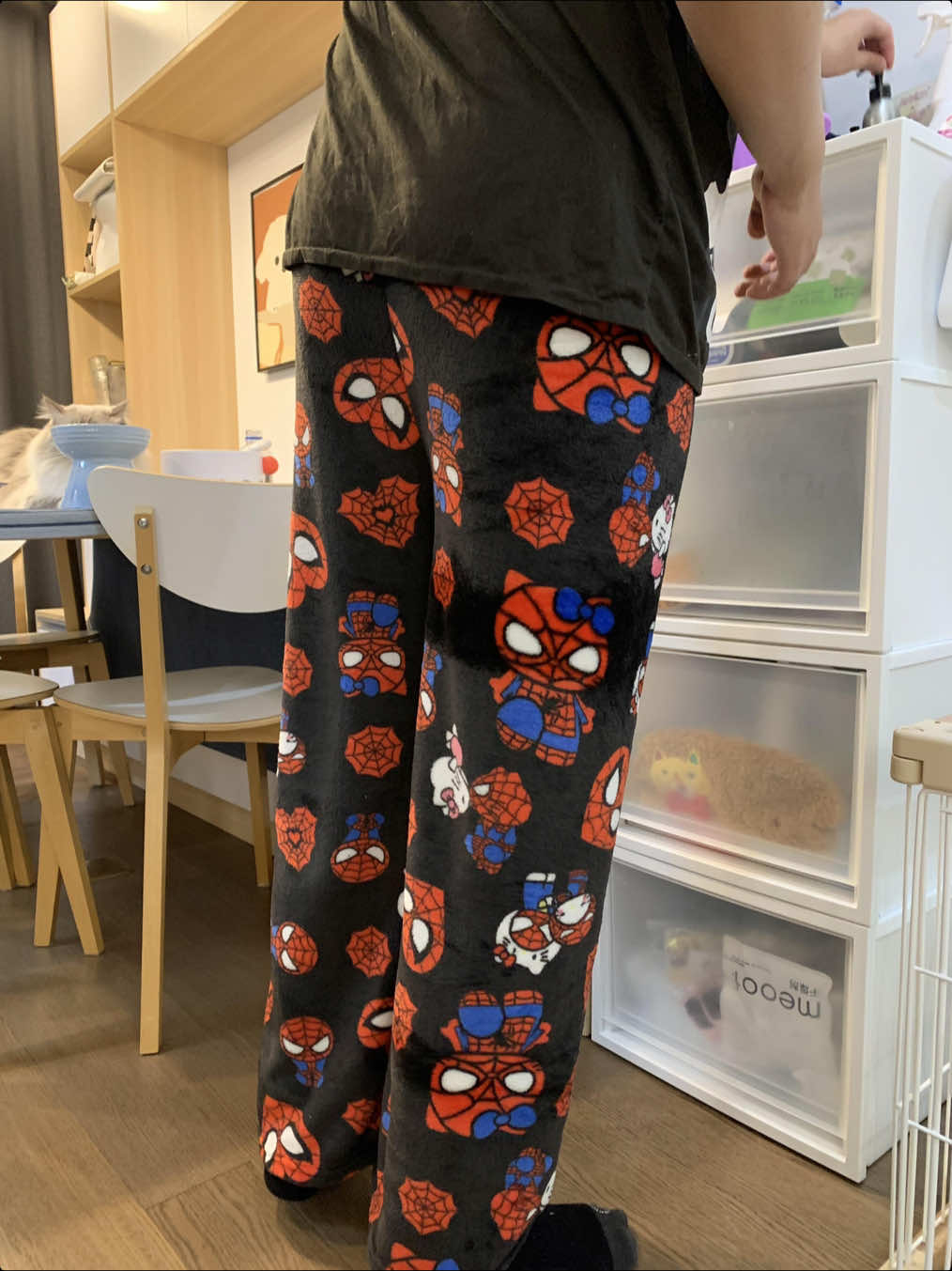 Tag him/her ASAP 🕸️❤️ #hellokitty #spiderman  #matchingpjs #couples #hellokittypajamas 