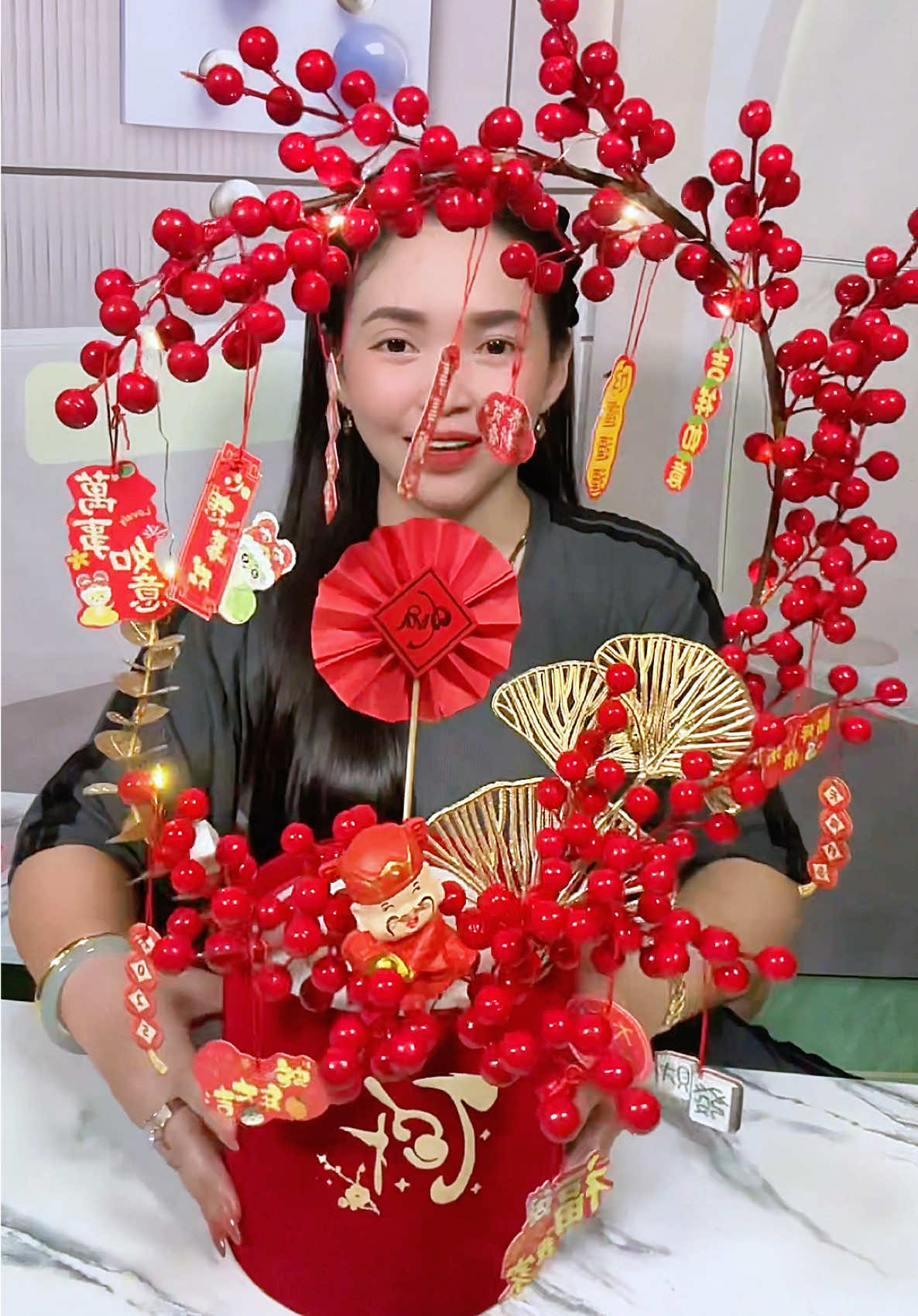 Chậu đào đông trang trí Tết 2026 #chaudaodong #daodongdo #trangtritet #ngoclanhmecutin #xuhuong 