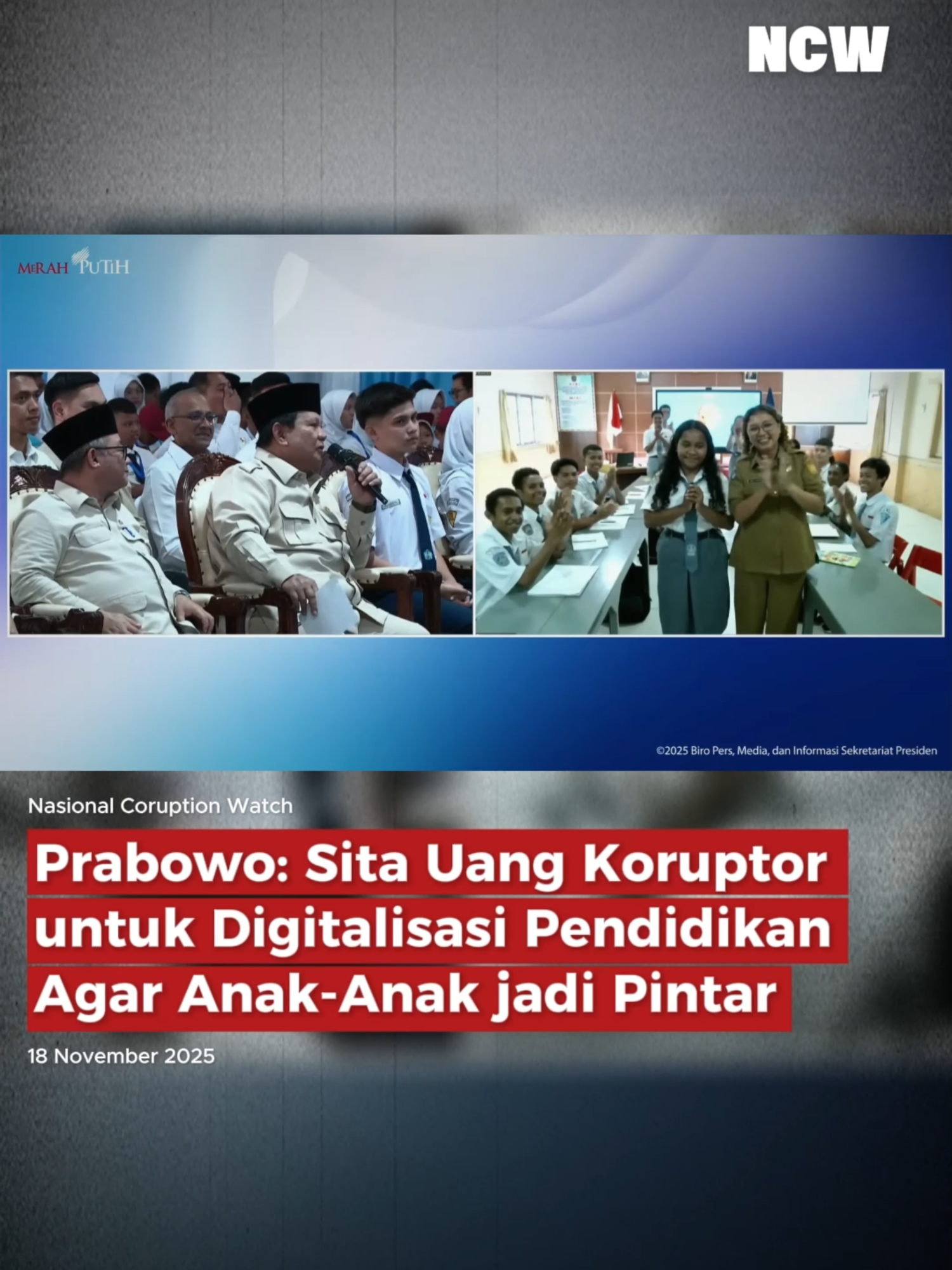 Prabowo: Sita Uang Koruptor untuk Digitalisasi Pendidikan Agar Anak-Anak jadi Pintar #fyp #antikorupsi #siswa #digitalisasipendidikan #generasibangsa #indonesiaemas @kejaksaan.ri @divhumaspolriofficial @dpr_ri @partaigerindra @prabowosubianto08 @kpk_ri @kemenkeuri @purbayayudhis
