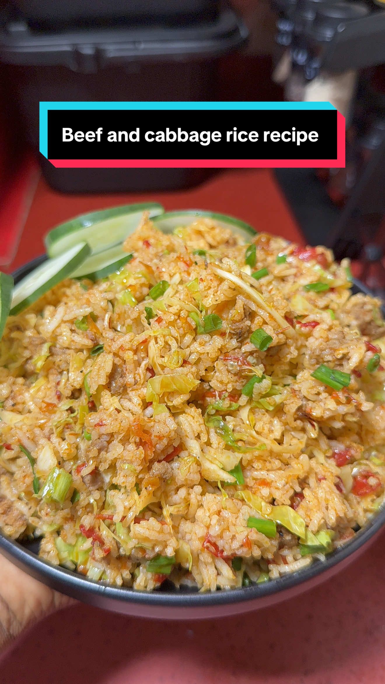 This beef and cabbage rice recipe is so delicious and easy to put together.  Suggest a perfect name for it in the comments section. #recipes  #recipevideo  #creatorsearchinsights  #mumsoftiktok #mothersoftiktok  #beefrice #cabbagerice 