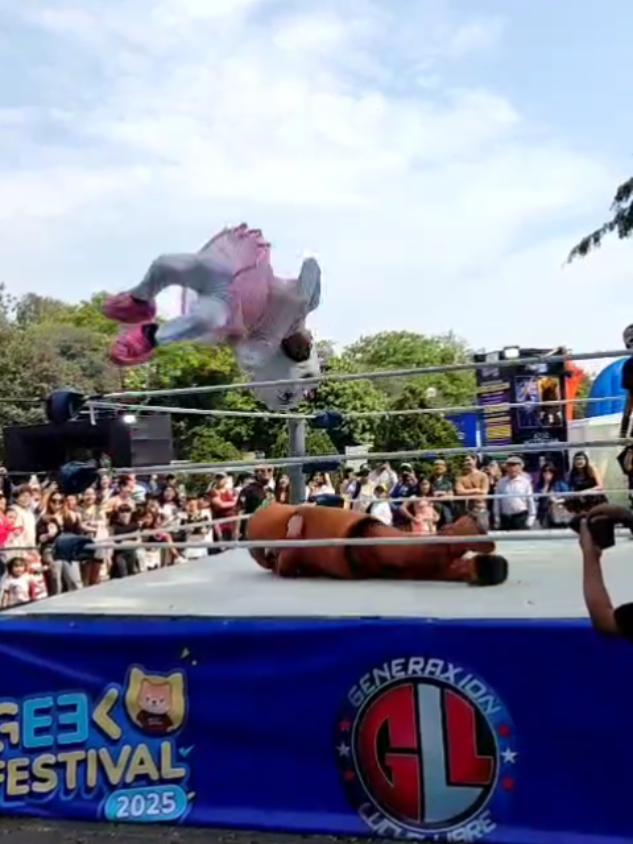Cosas que pasan en vivo en el @Geek Festival Perú  #LuchaLibre #LuchaDeBotargas  #brainrots 