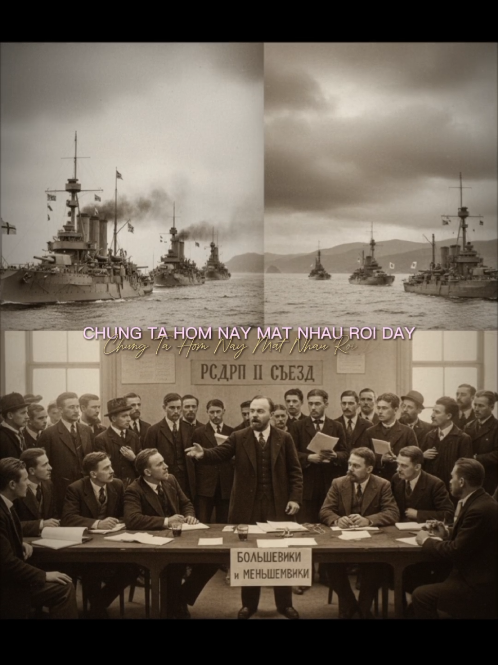 Hai hình ảnh này cùng khắc họa bức tranh nước Nga đầy biến động trong giai đoạn đầu thế kỷ 20, đặc biệt là khoảng thời gian từ năm 1902 đến 1903. Hình ảnh đầu tiên cho thấy sự song hành của căng thẳng địa chính trị quốc tế, được thể hiện qua hình ảnh các tàu chiến của Nga và Nhật Bản ở Viễn Đông - mầm mống của cuộc chiến tranh Nga-Nhật sắp bùng nổ, cùng với sự chia rẽ chính trị nội bộ trong Đảng Công nhân Xã hội Dân chủ Nga tại Đại hội II năm 1903, nơi các phe phái Bolshevik và Menshevik bắt đầu định hình. Hình ảnh thứ hai lại phơi bày bất ổn xã hội sâu sắc bên trong nước Nga, với một cuộc biểu tình quy mô lớn của công nhân và nông dân trước bối cảnh nhà máy công nghiệp, phản ánh sự bất mãn và khó khăn kinh tế, xã hội mà họ phải đối mặt. Cả hai hình ảnh này cùng nhau thể hiện một giai đoạn hỗn loạn, đầy rẫy mâu thuẫn từ cả bên trong lẫn bên ngoài, tạo nên tiền đề cho những cuộc cách mạng lớn sẽ thay đổi hoàn toàn cục diện nước Nga sau này. #lichsu #nga #xuhuong #viralvideo #xh 