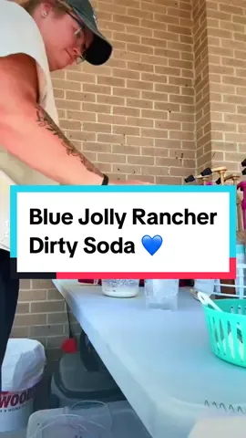 Make a blue jolly rancher dirty soda with me! This is my most popular dirty soda that I offer! #smallbusinessowner #dirtysodashop #SmallBusiness #firstvideo #tryingtogrow 