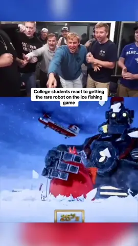 College students react to getting the rare robot on the ice fishing game #kickstreaming 