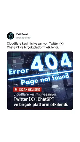 Cloudflare kesintisi yaşanıyor. Twitter (X), ChatGPT ve birçok platform etkilendi.