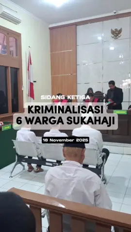 Sidang ketiga kasus pidana 6 Warga Sukahaji kembali digelar hari ini (18/11). Agenda persidangan berfokus pada tanggapan Jaksa Penuntut Umum terhadap eksepsi yang diajukan oleh Penasehat Hukum para terdakwa. Mari kawal persidangan 6 warga Sukahaji, mereka hanya mempertahankan hak atas ruang hidup dan berkumpul. Jangan sampai suara mereka tenggelam oleh ketidakadilan. Kita harus memastikan proses hukum berjalan transparan, jujur, dan manusiawi, tanpa kriminalisasi terhadap warga yang memperjuangkan lingkungan dan hak-hak dasar mereka. Mereka bukan Penjahat! #bebaskan6wargasukahaji #hentikankriminalisasisukahaji