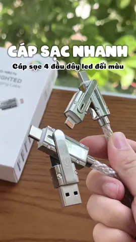 Cáp sạc nhanh 4 trong 1 dây led đổi màu #hinriviu95 #review #sacnhanh #capsacnhanh #capsac4in1 