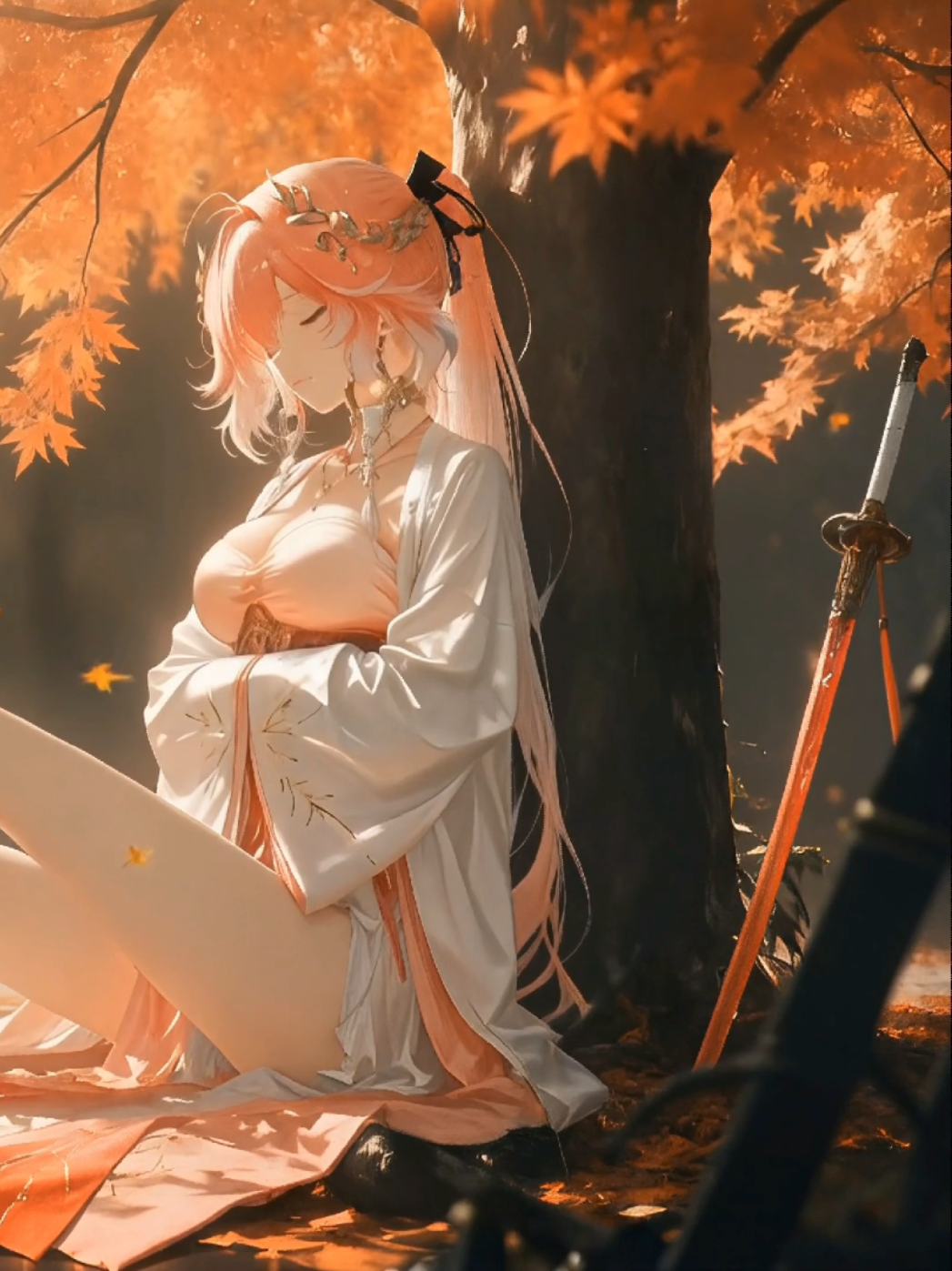 Samurai Anime Girl Autumn Forest Live Wallpaper #wallpaper #livewallpaper #anime #wallpaperanime #pc 