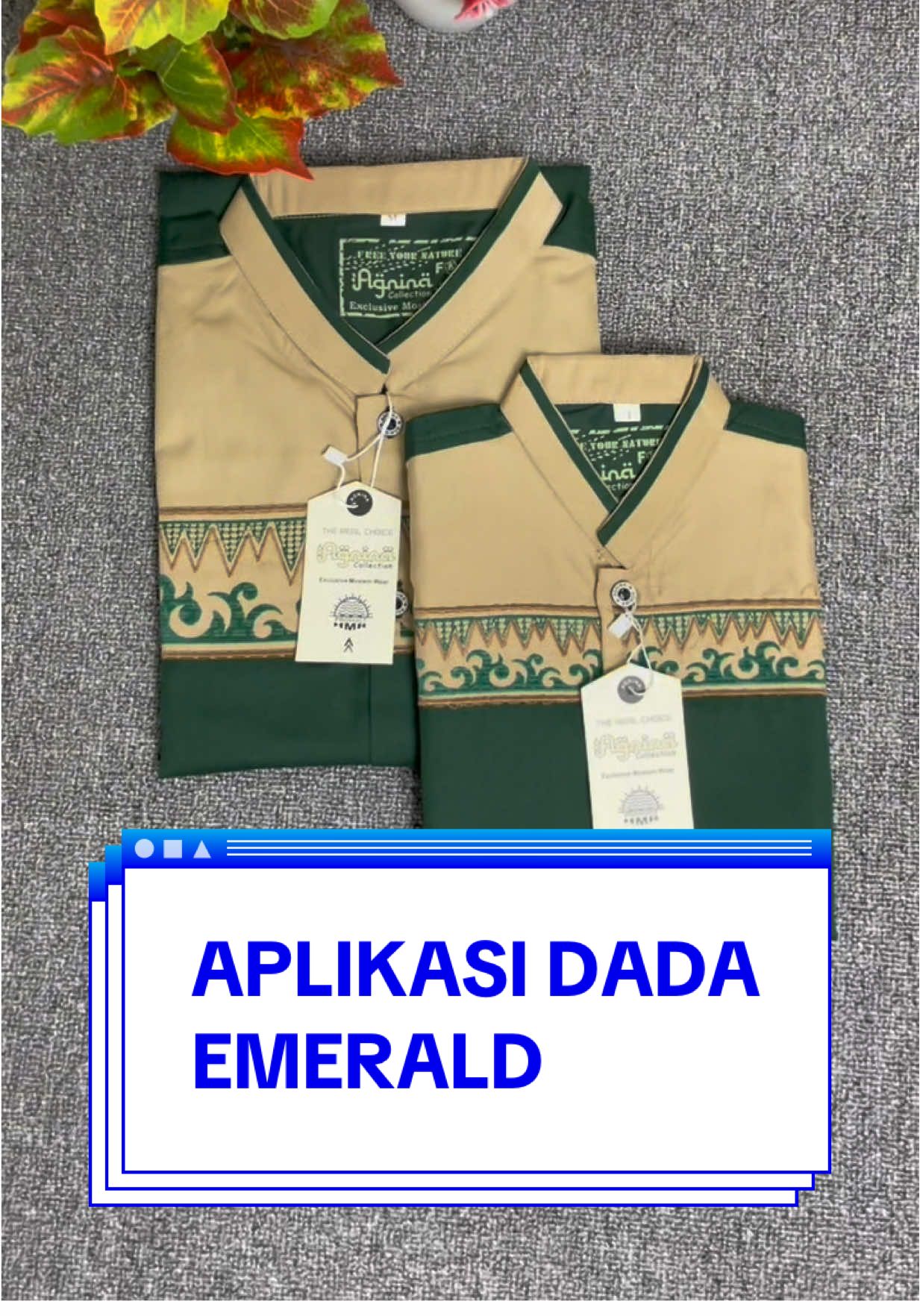 Bordiran Mewah Dan Elegant, Warna Emerald yg Pasti di sukai Pak Suami dan si kecil, Menambah kesan gagah 😍😍 #kokoanaklakilaki #kokocoupleayahdananak #kokobordir #gajiansale #fyp 